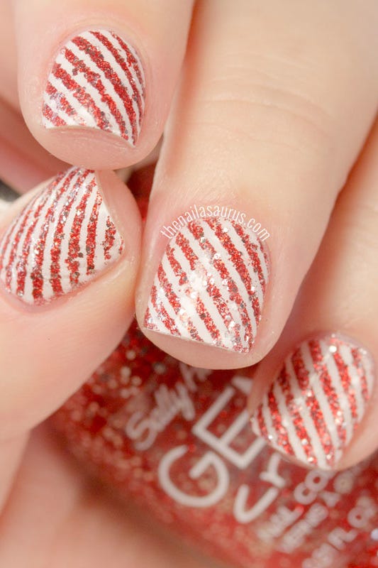 christmas candy cane nail art