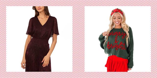 Womens Dresses Clearance Plus Size Women Casual Christmas Print Long Sleeve  Off Shoulder Knee Dress For Party Mini Dress Red XXL DRS 
