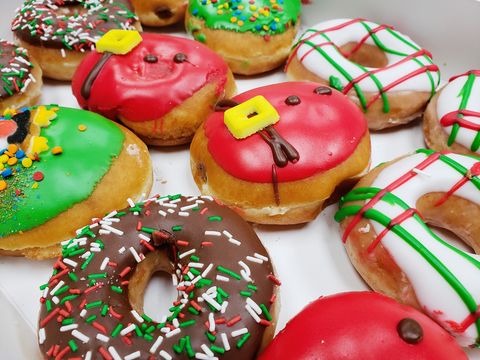 christmas party themes where donuts are out on display