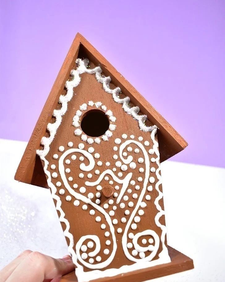 Christmas porch decoration gingerbread birdhouse