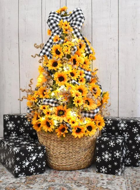 christmas porch decor sunflower christmas tree
