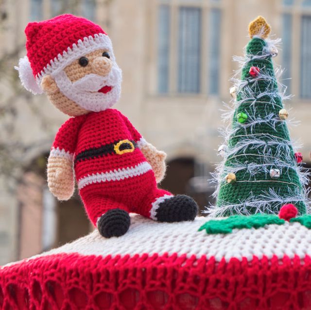 knitted christmas decoration for a post box
