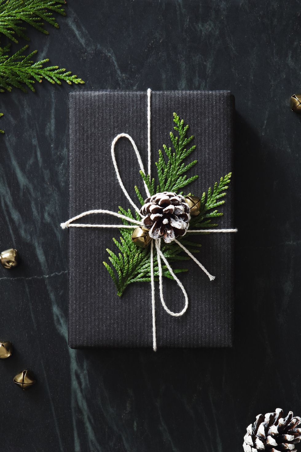 Dark green gift wrapping paper with stars
