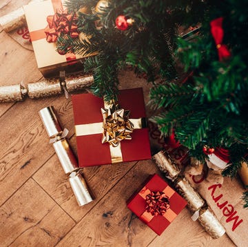 Christmas tree and wood flooring