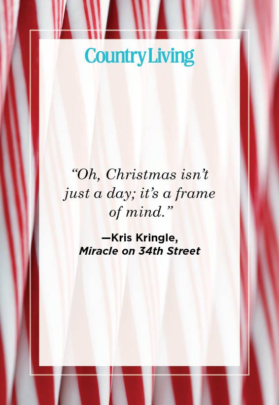 christmas quote from miracle on 34th street on background of red and white candy canes