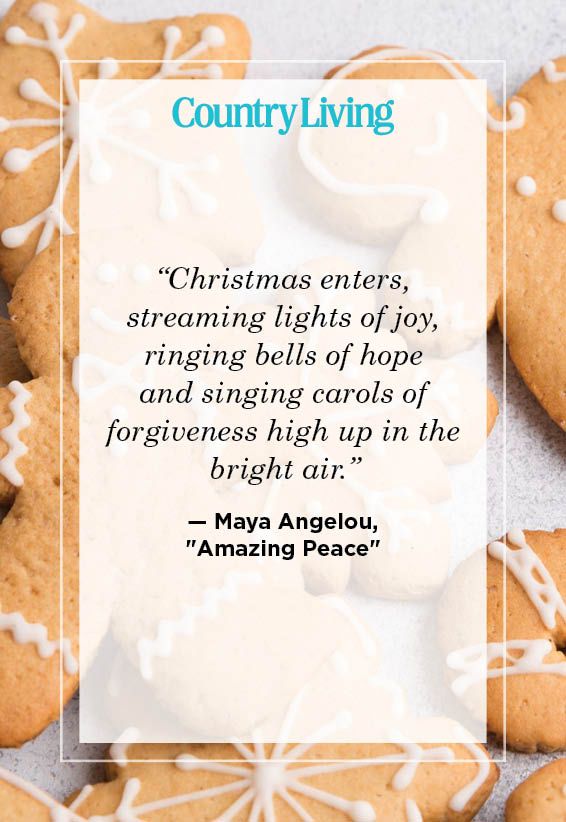 christmas quote from maya angelou poem on background of christmas cookies decorated with white icing
