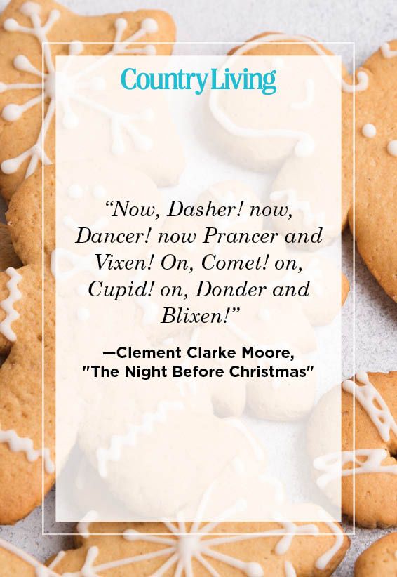 reindeer quote from the night before christmas on background of christmas cookies decorated with white icing