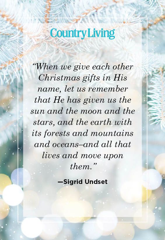 christmas quote by sigrid undset on close up photo of fir tree branches with christmas lights