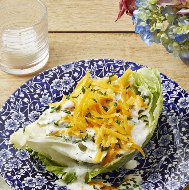 christmas salad with wedge of lettuce and buttermilk ranch dressing