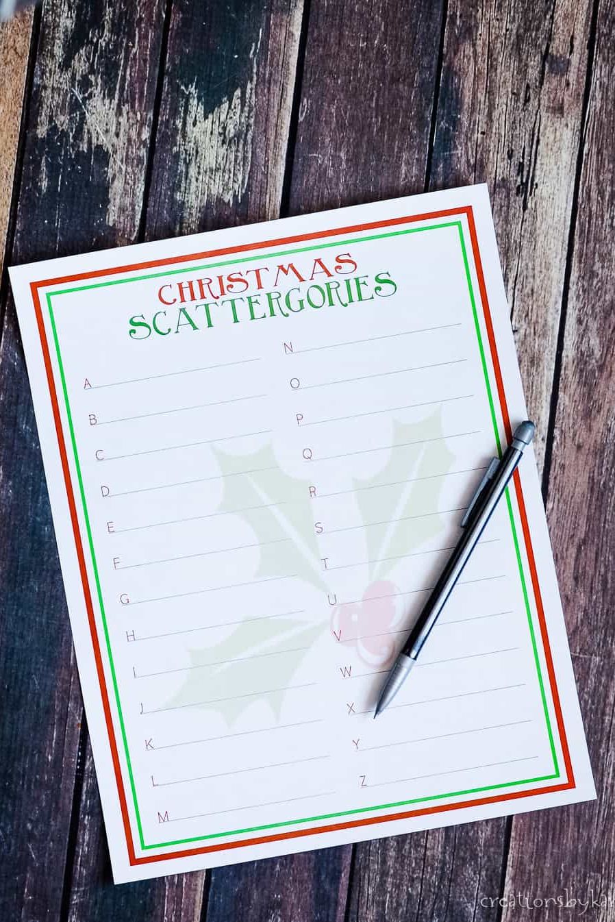 christmas scattergories christmas games