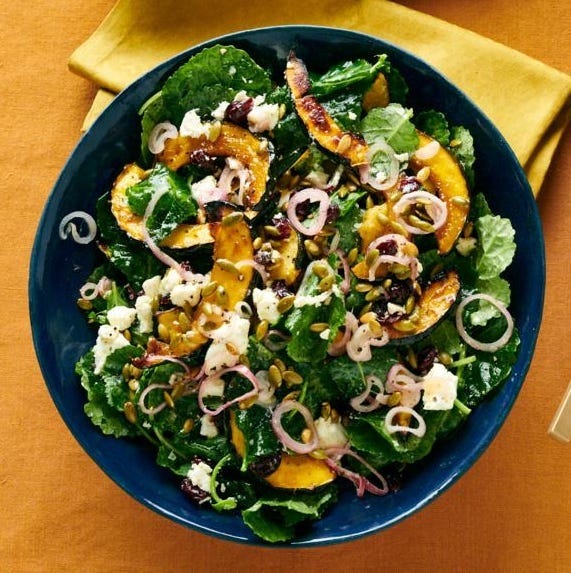 baby kale salad with acorn squash christmas side dish