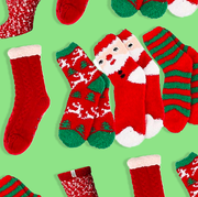 Red, Christmas stocking, Christmas decoration, Christmas, Font, Sock, Pattern, Illustration, Holiday, 