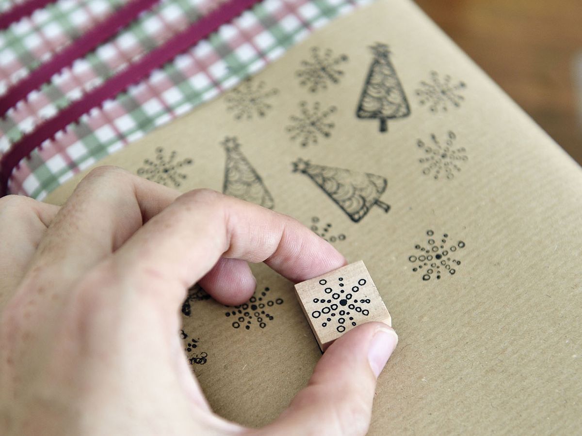 Christmas Tree Rubber Stamp - Customizable Christmas Tree with Star on Top  Stamp