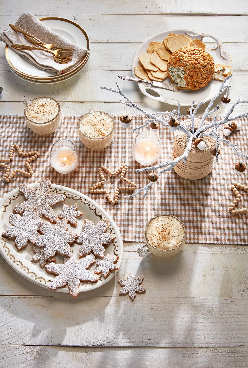 christmas table settings wooden bead stars
