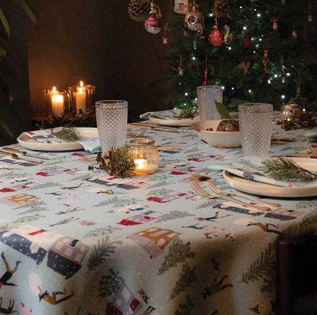 Dark Blue Snowflake Table Runner Christmas Table Decor Kitchen