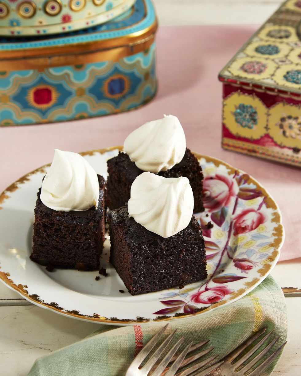 christmas treats ginger cake squares with chantilly cream