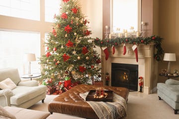 Christmas tree and decorations in living room