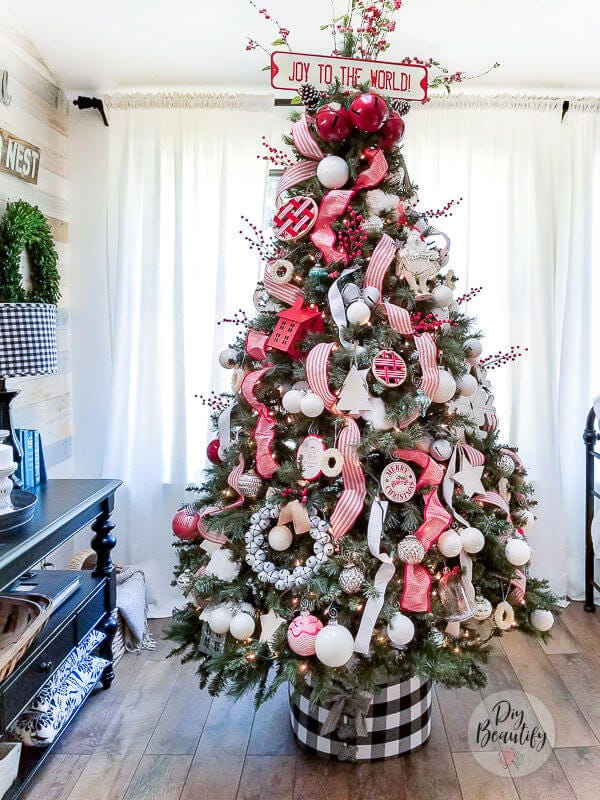 plaid christmas tree collar