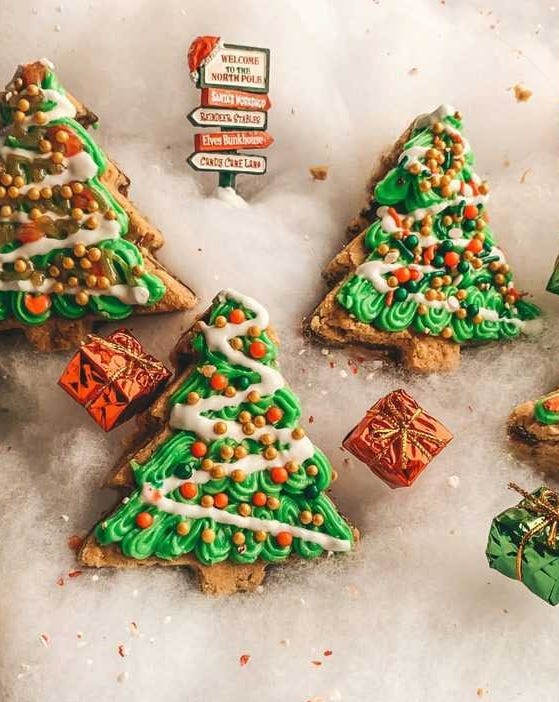 christmas tree desserts chocolate chip christmas tree cookie bars