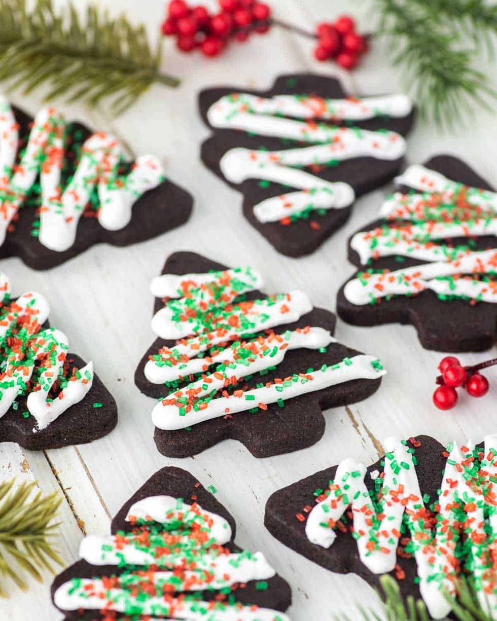 christmas tree desserts chocolate sugar cookies