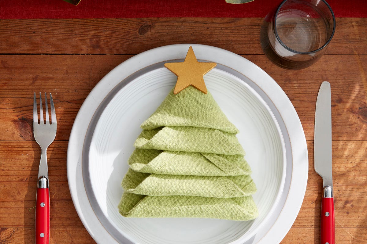 How to Make a Christmas Tree Napkin Fold All the Steps to Folding a
