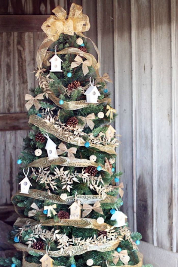 Tinsel and ribbon Christmas tree