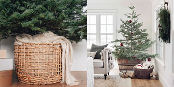 diy christmas tree stand ideas, diy christmas tree stand basket and crate