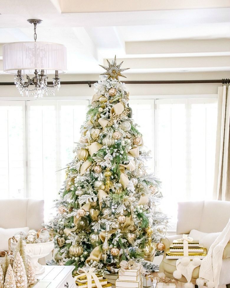 White and Gold Glam Christmas Decor  Gold christmas decorations, Glam christmas  decor, Gold christmas