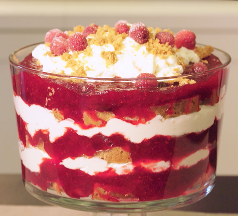 christmas trifle in a glass dish