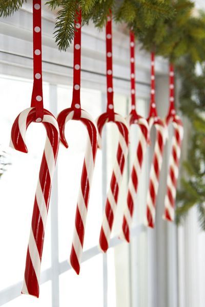 christmas window decorations dangling candy canes