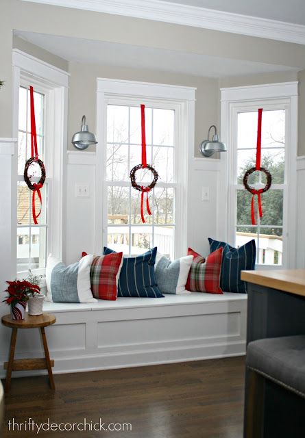 christmas window decorations christmas wreath window seat