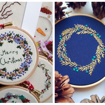 Christmas wreath embroidery hoops