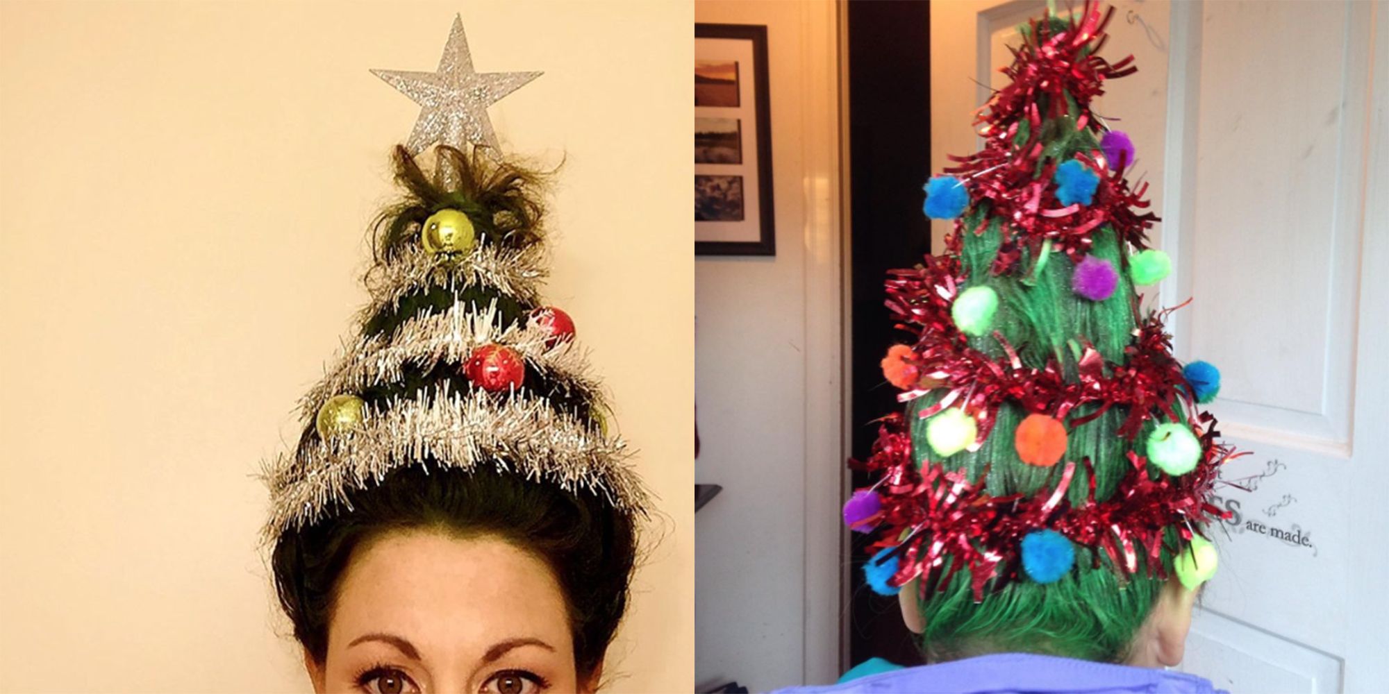 Girl makes cool christmas tree out of hair｜TikTok Search