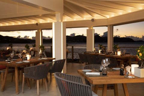 The restaurant at the Christopher hotel in St. Barths. 