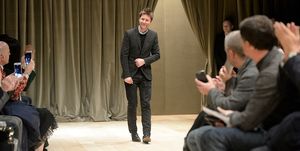 Christopher Bailey takes a bow at the Burberry show