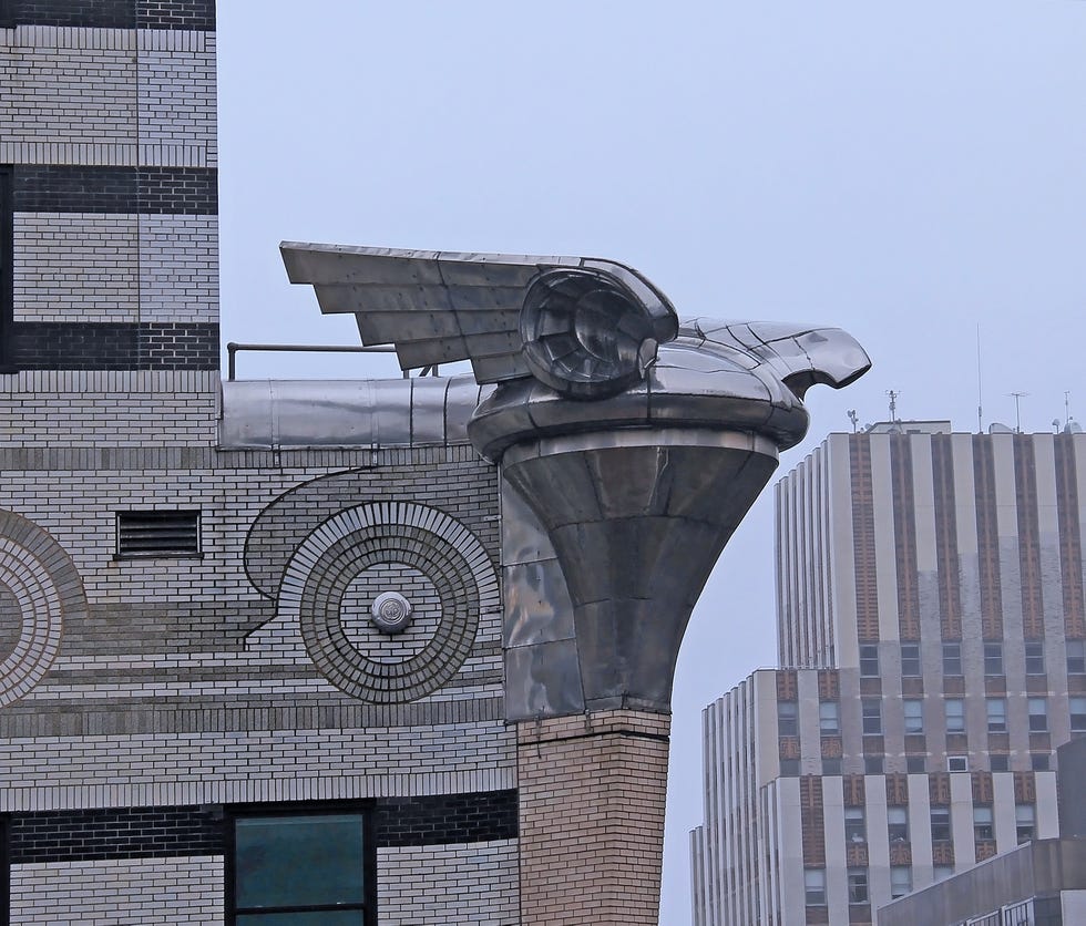 Chrysler building Eagle Gargoyle on a rainy day - Manhattan, New York City