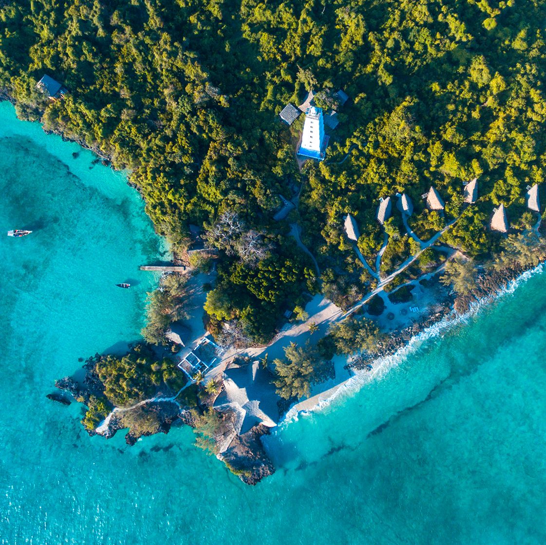 Aerial view of the chumbe island coral park, Zanzibar