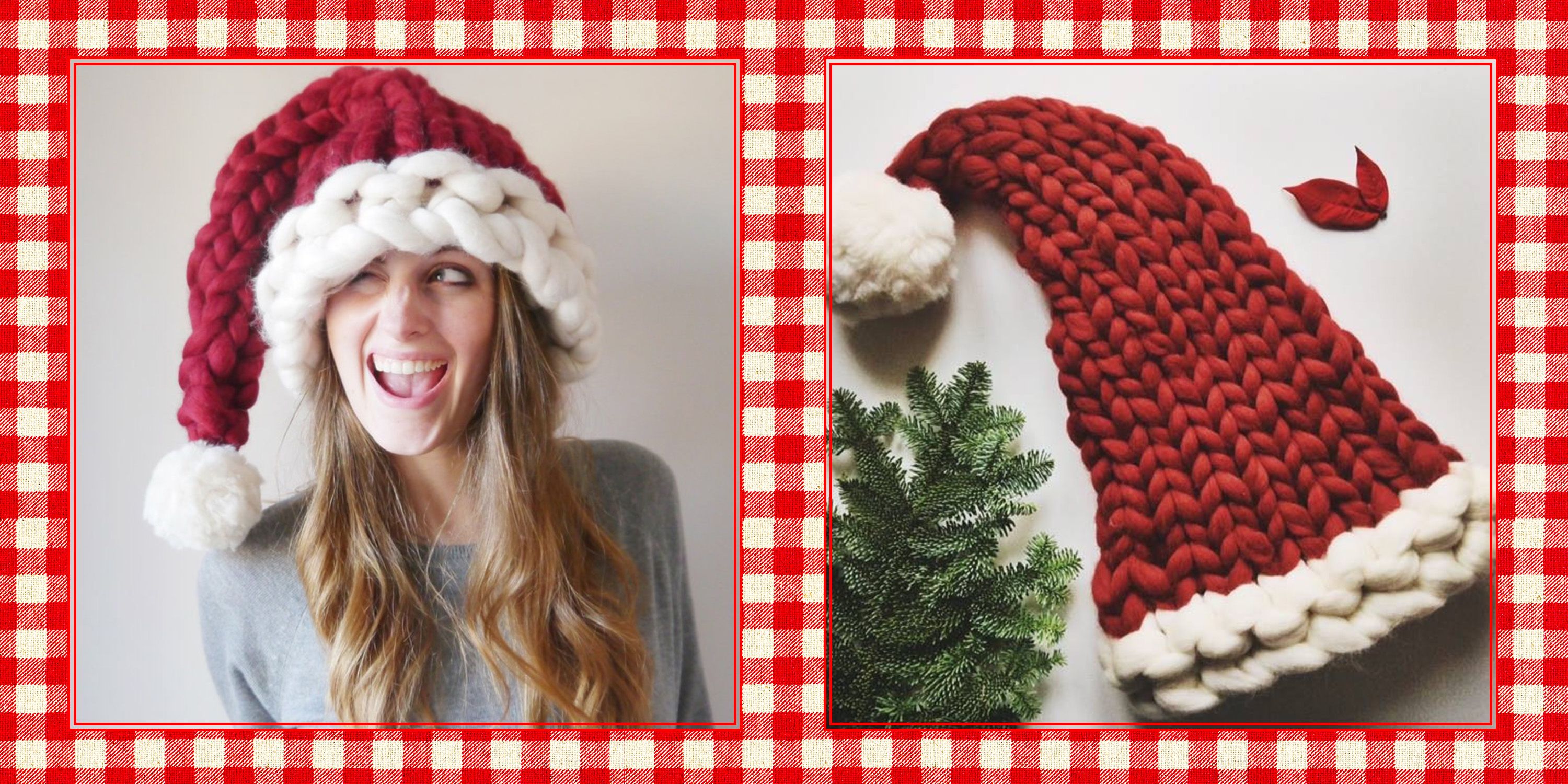 finger knit santa hat