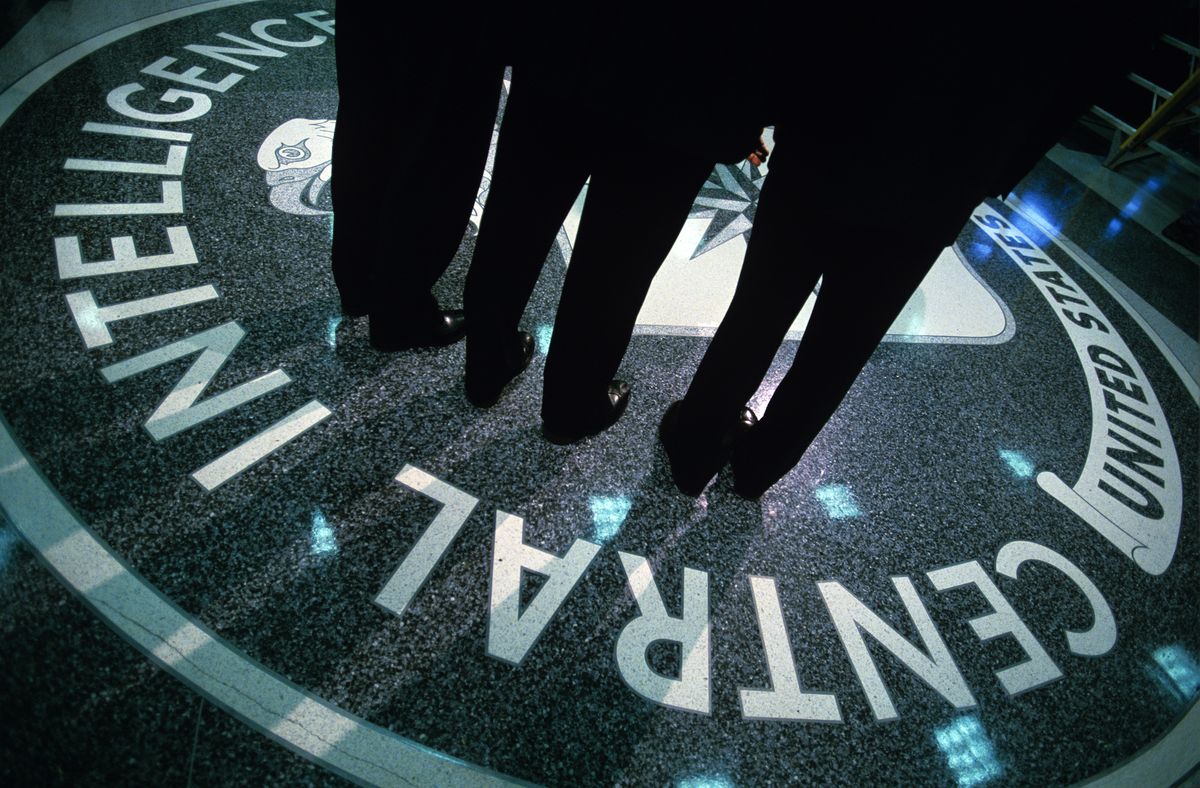 langley, va   july 9 the cia symbol is shown on the floor of cia headquarters, july 9, 2004 at cia headquarters in langley, virginia earlier today the senate intelligence committee released its report on the numerous failures in the cia reporting of alleged iraqi weapons of mass destruction photo by charles ommanneygetty images