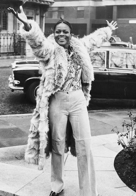 portrait of academy award winning american actress cicely tyson smiling and raising her arms in the air during a visit to london, february 19th 1973 photo by dennis ouldscentral pressgetty images
