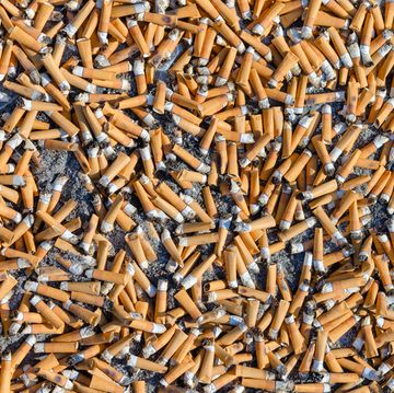 cigarette butts close up, background