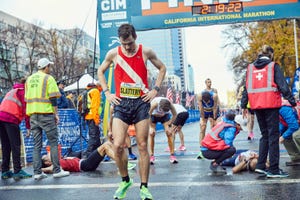 Tom Slattery at the finish line of the CIM Marathon on Sunday, December 8, 2019.