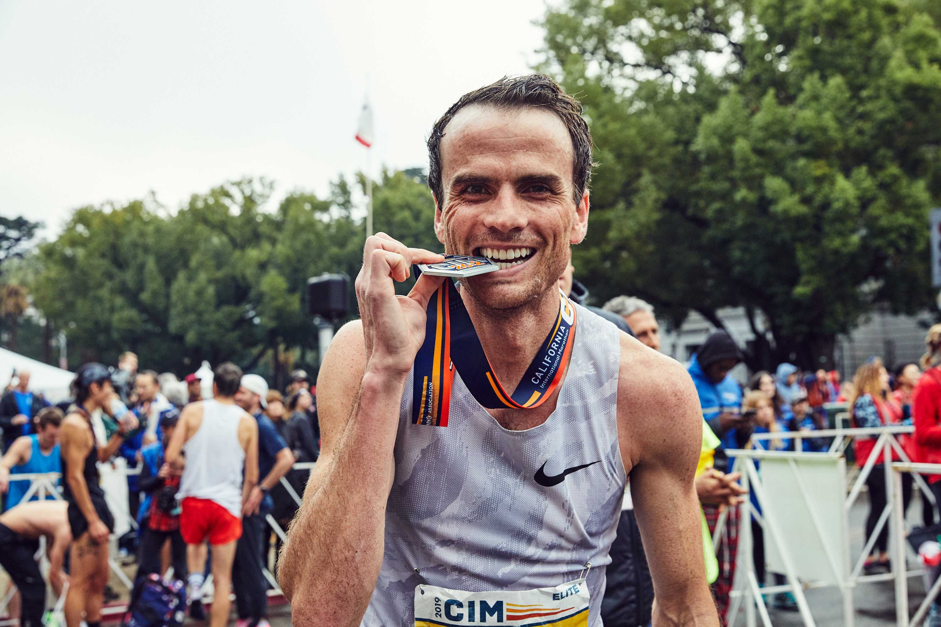 Patrick Smyth at the finish line of the CIM on Sunday, December 8, 2019.