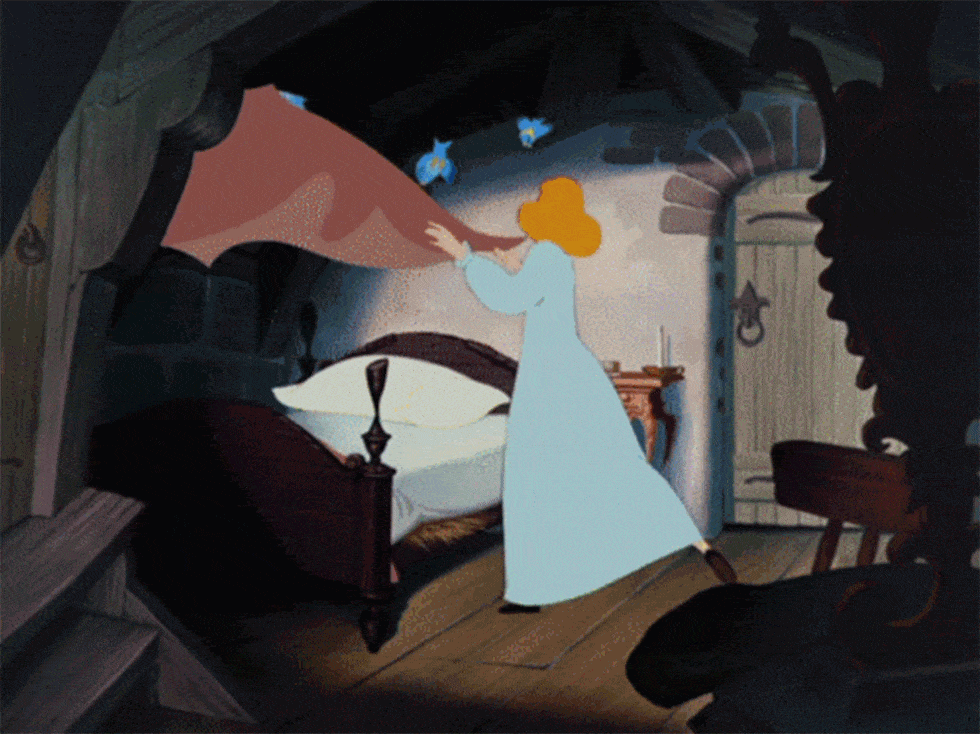 cinderella cleaning bed