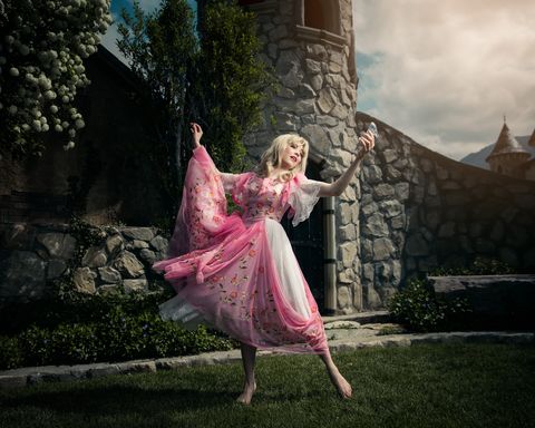 Pink, Beauty, Dress, Photography, Tree, Stock photography, Cg artwork, Fictional character, Flash photography, Smile, 
