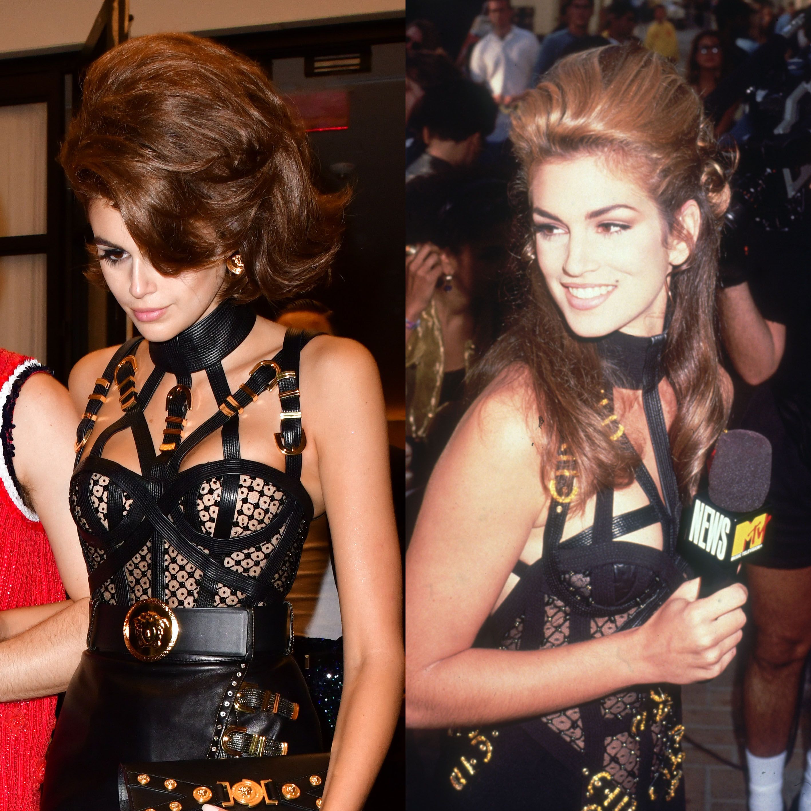 Kaia Gerber Looks Just like Cindy Crawford in Versace Outfit