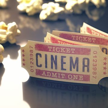 cinema tickets and popcorn, illustration