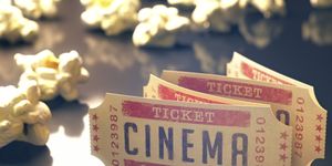 cinema tickets and popcorn, illustration