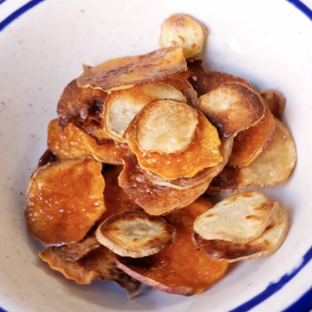cinnamon sugar sweet potato chips  delishcom