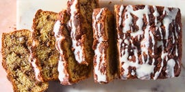 cinnamon bread topped with icing